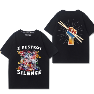 摇滚T恤架子鼓演出服男女爵士乐Drum乐器t恤乐队鼓手定制半袖衣服