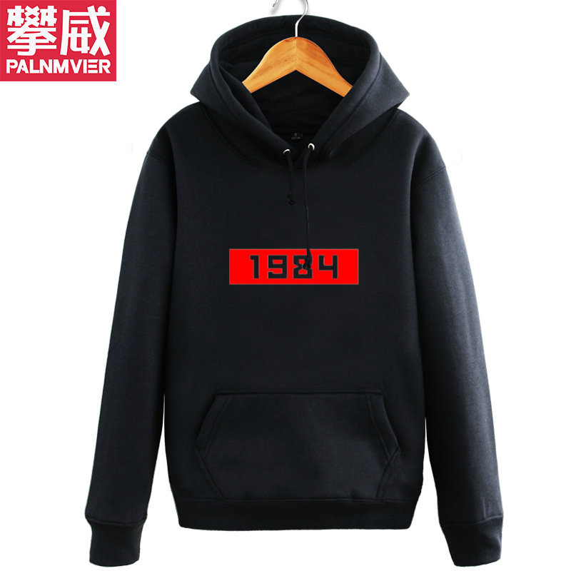 攀威快手YY网红MC天佑1984数字秋冬加绒连帽卫衣外套衣服男女