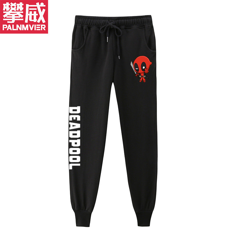 漫威电影周边死侍Deadpool印花衣服运动休闲裤子男女小脚卫裤学生