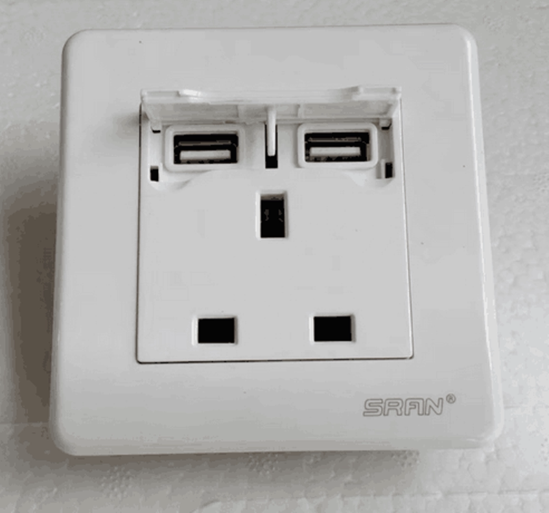 86型英式usb3孔港式插座英规13a英标usb方脚三眼手机充电插座面板