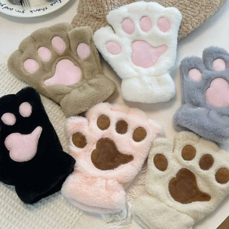 Lovely Plush Cat Claw Paw Gloves Plush Mittens Warm Soft Plu