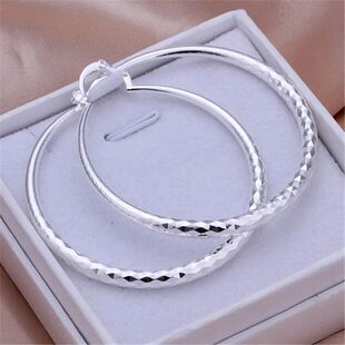 Charms 5CM Earrings for Silver hoop Sterling 925 fine circle