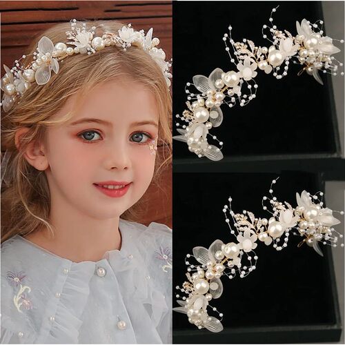 Girls Bridal Headband Imitated Pearl crystal Hair Headdress