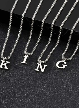 Vnox Simple A-Z Letter Necklace for Men, Waterproof Stainles