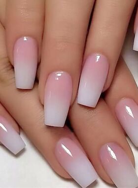 120pcs Pink Ombre Medium Coffin Press On Nails Glossy Handma