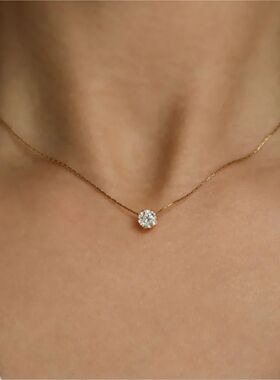 Gold Plated Stainless Steel Dainty Minimalist Zircon Charm A