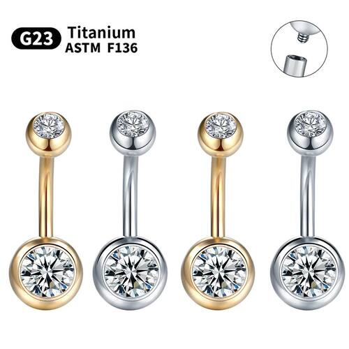 1PC G23 Titanium 14G Gold Color Belly Button Rings Navel Nom