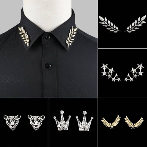 1 Pair ndy Suit Shirt Collar Pin e Leaf Dragon Leopard Hollo
