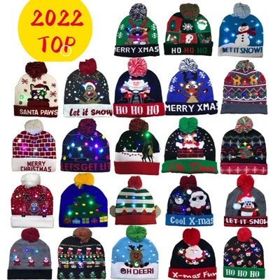 Knitted LED Christmas Hat  Beanie Light Up Illuminate Warm H