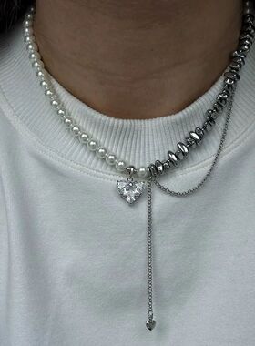 New Irregular Choker Vintage Tassels Zircon Heart Pendant Ne