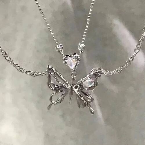 Y2K Crystal Butterfly Pendant Necklace Women Light Luxury Eg