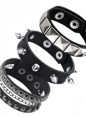 3PCS/Set Black Goth Boho Bracelets For Men Women Punk Gothic