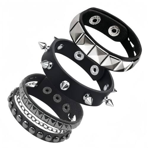 3PCS/Set Black Goth Boho Bracelets For Men Women Punk Gothic