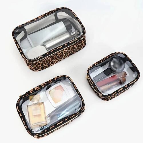Portable Transparent Makeup Bag Leopard Print Waterproof Was