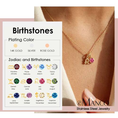 eManco Birthstone Constellation Double Pendant Necklace 12 Z
