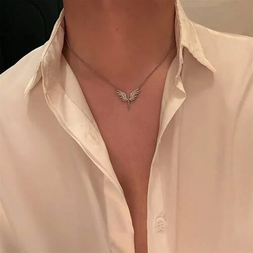 Angel Wings Pendant Necklace for Men Unisex Hip Hop Gothic P