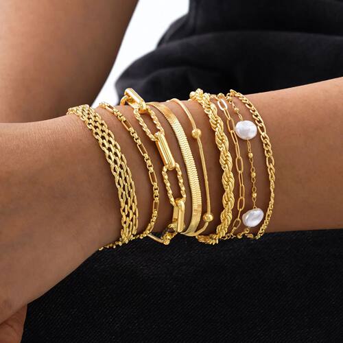 Waterproof Stainless Steel Chain Bracelets For Women , Gold