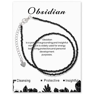 Simple Black Obsidian Beads Choker Necklaces For Women Men N