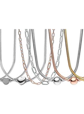 Selling Fashion 45-60CM Silver Snake Chain Necklace Pendant