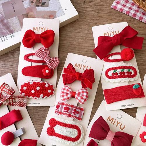4PCS Cute Christmas Red Hair Pins  Years Barrettes Bows Hair