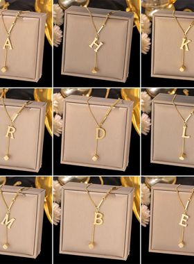 Stainless Steel Initial Letter Necklace For Women Gold Plate