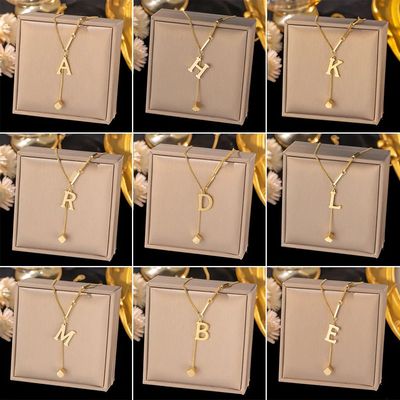 Stainless Steel Initial Letter Necklace For Women Gold Plate