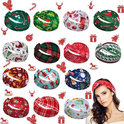 Christmas Headband Women Stretchy Headwraps Elastic Hair Ban