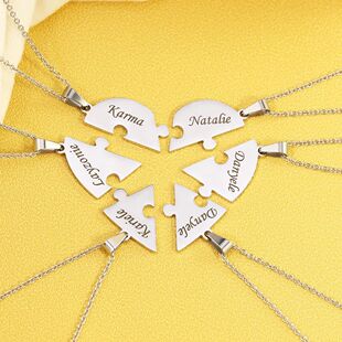 Steel Stainless Charm Heart Name Jigsaw Pendant Personalized