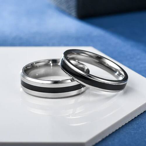 Simple Classic Alliance Wedding Rings Stainless Steel Couple