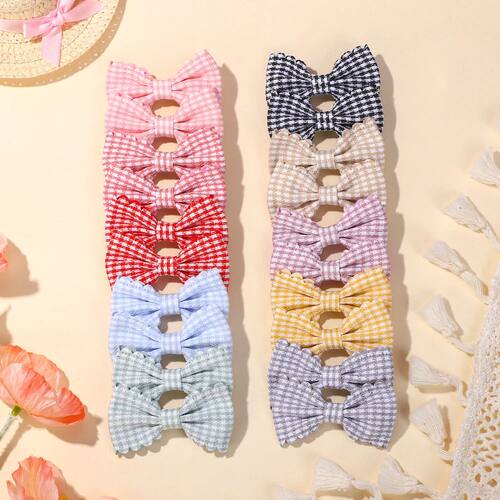 20pcs/Set Plaid Print Hair Bow Clips for Baby Girls Cute Han