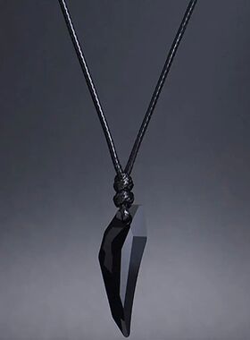Shiny Black Sapphire Austrian Crystal 18K Plated Wolf Tooth