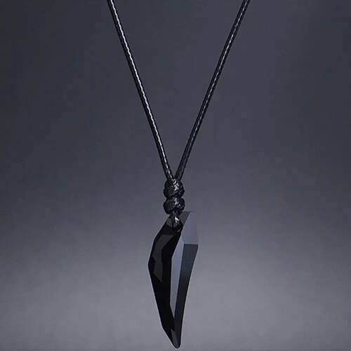 Shiny Black Sapphire Austrian Crystal 18K Plated Wolf Tooth