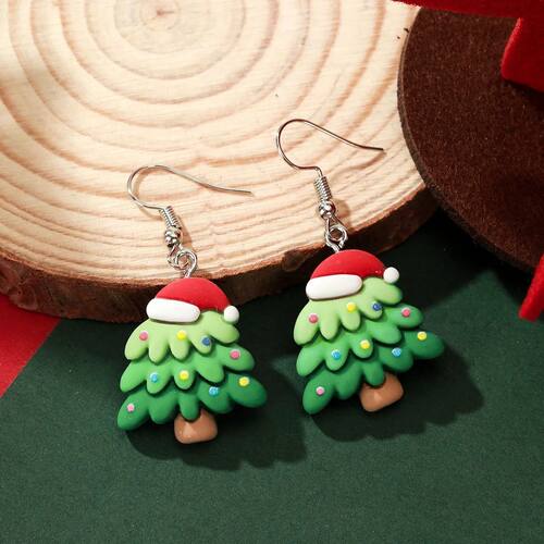 Fashion Christmas Tree Earrings For Women Girls Cartoon Resi