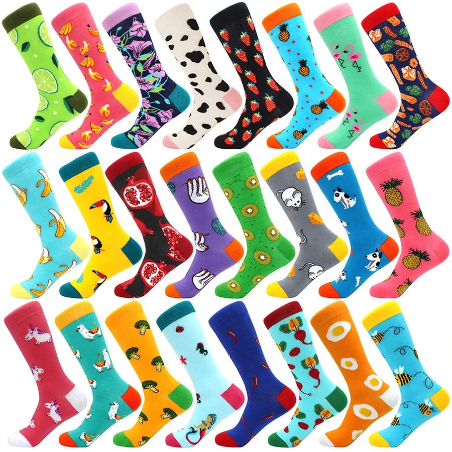 New Happy Mens Socks Women Novelty Cartoon Sock Combed Cotto