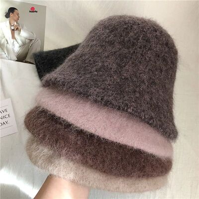 Good Angola Long Rabbit Fur Fisherman Bucket Hat WinterSoft