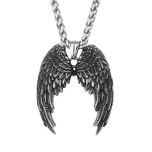 Stainless Steel Classic Angel Wings Necklace Men's Fashion A