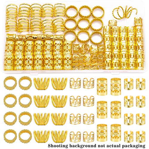 110 Pcs Gold Hair Jewelry for Braids and Dreadlocks - Metal
