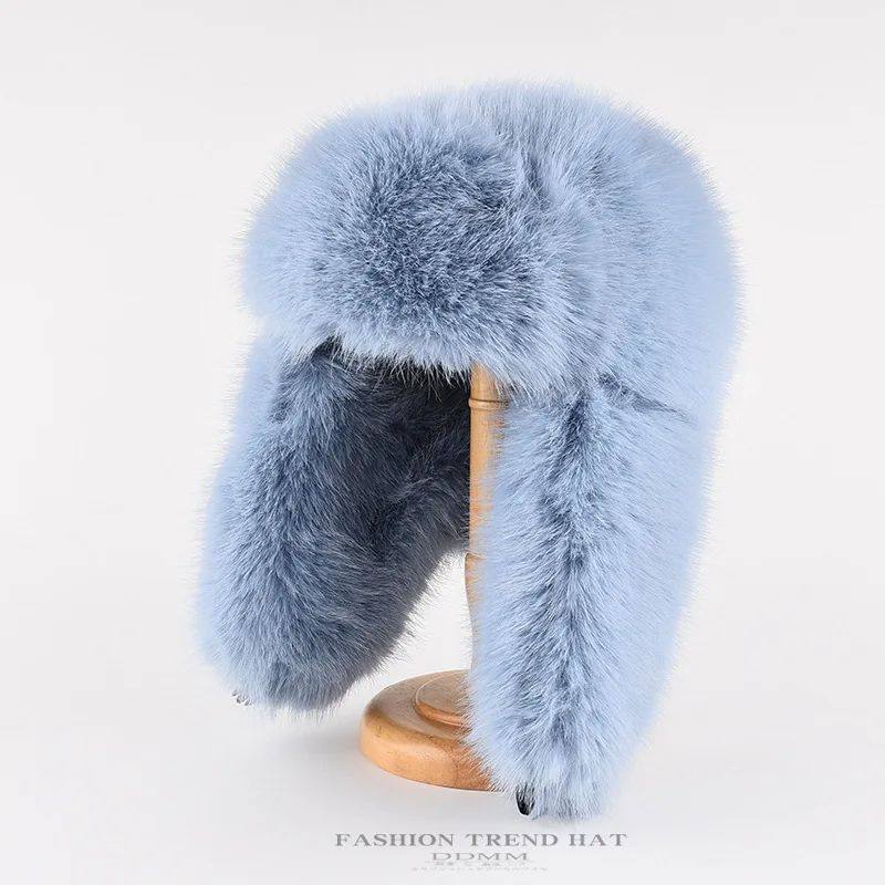Fashion Women Plush Fluffy Bomber HatsBlue Imitation Marten