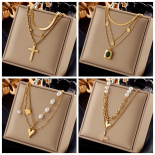 Pearl Heart Butterfly 316L Pendant Steel Cross Nec Stainless