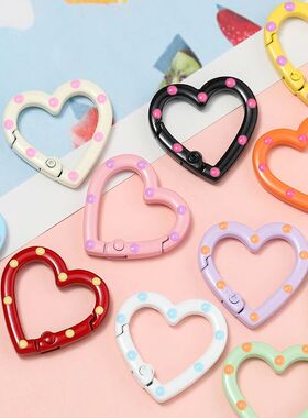 5pcs/lot Metal Heart Ring Spring Clasp Carabiner 25mm Keycha