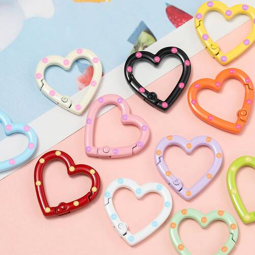 5pcs/lot Metal Heart Ring Spring Clasp Carabiner 25mm Keycha