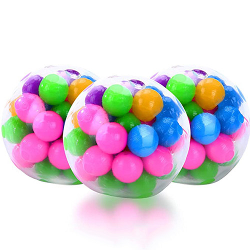 Rainbow Pressure Ball Fidget Sensory Toy DNA Colored Beads S