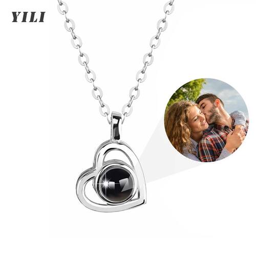 Photo Projection Necklace with Picture Inside I Love You Nec