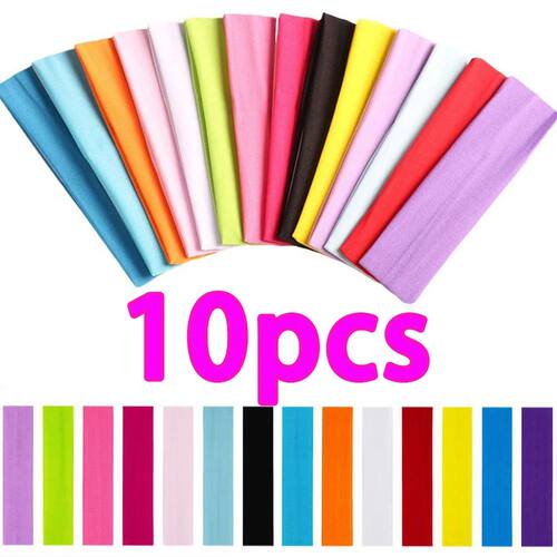10 Pcs Elastic HairBandHeadbands For Women Solid Color Sport