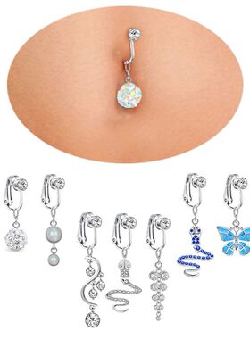 Faux Fake Belly Ring Snake Fake Belly Piercing Clip on Umbil