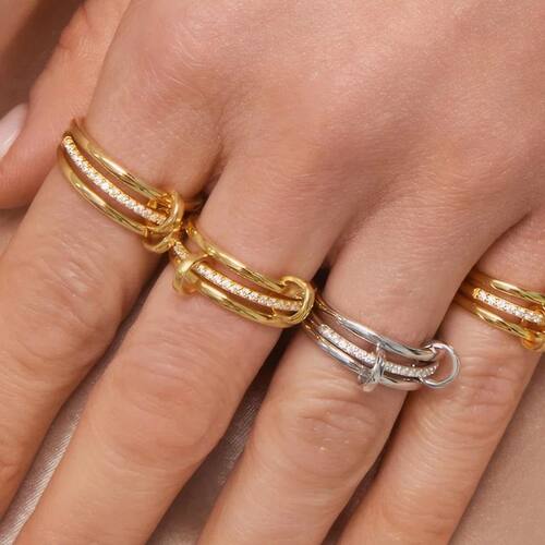 Stainless Steel Gold-Plated Zircon Three-Layer Stacked Round