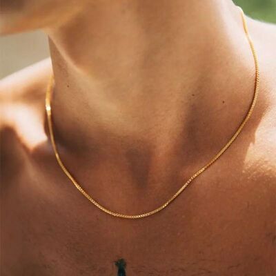 1.2mm Simple Stainless Steel Box Chain Necklace Gold Color T