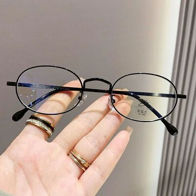 0~ -600 Metal Myopia Glasses Circular Retro Anti Blue Light
