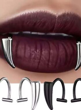 Stainless Steel Gothic Sharp Teeth Lip Clip for Women Men Pu