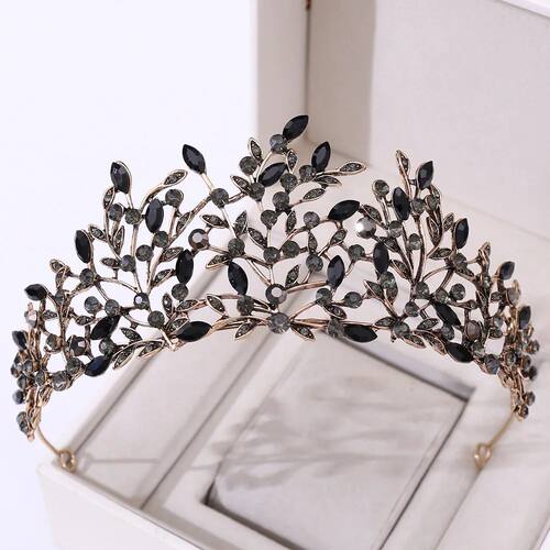 Baroque Vintage Bronze Black Crystal Leaf Bridal Tiaras Crow